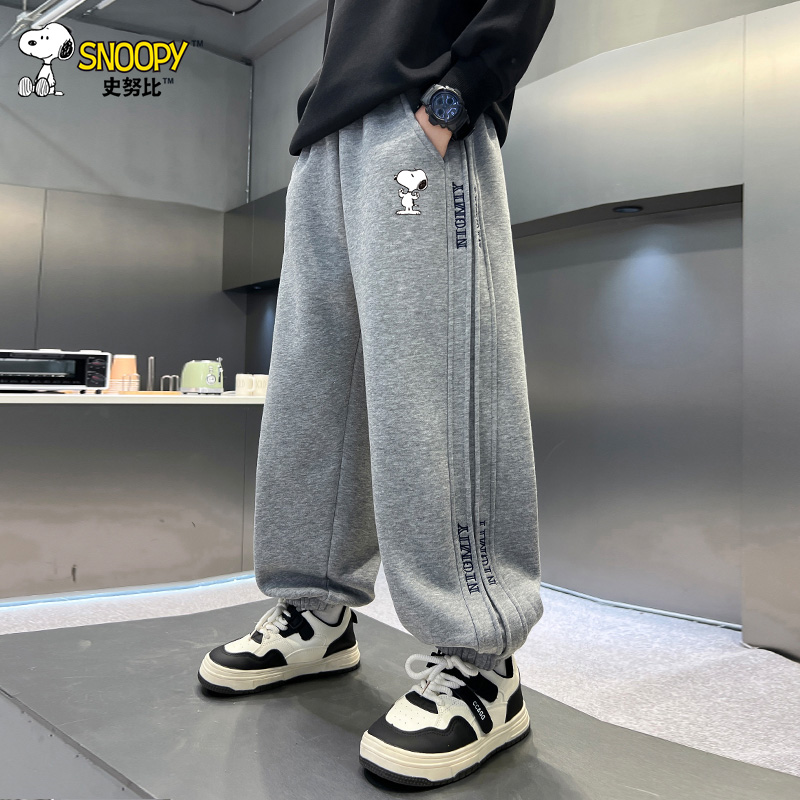 Snoopy/史努比男童加绒裤子秋冬新款卫裤男孩运动裤儿童洋气长裤