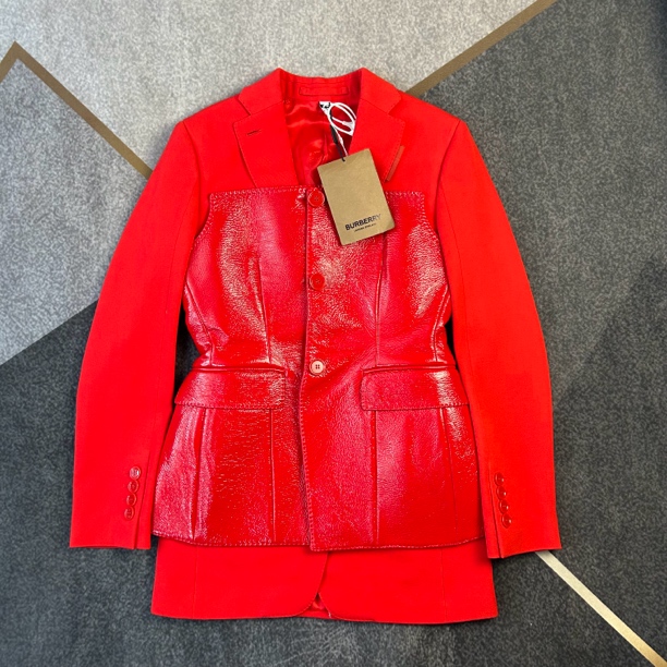 未使用 BURBERRY/博柏利 巴宝莉红色拼接西服外套