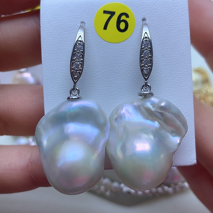 淡水珍珠耳饰银S925镶嵌
