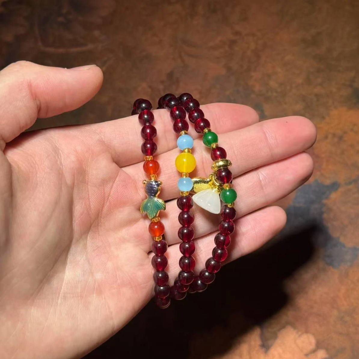 非金属陶瓷手链 S-3322 多圈+金鱼+莲花手链（无礼盒）