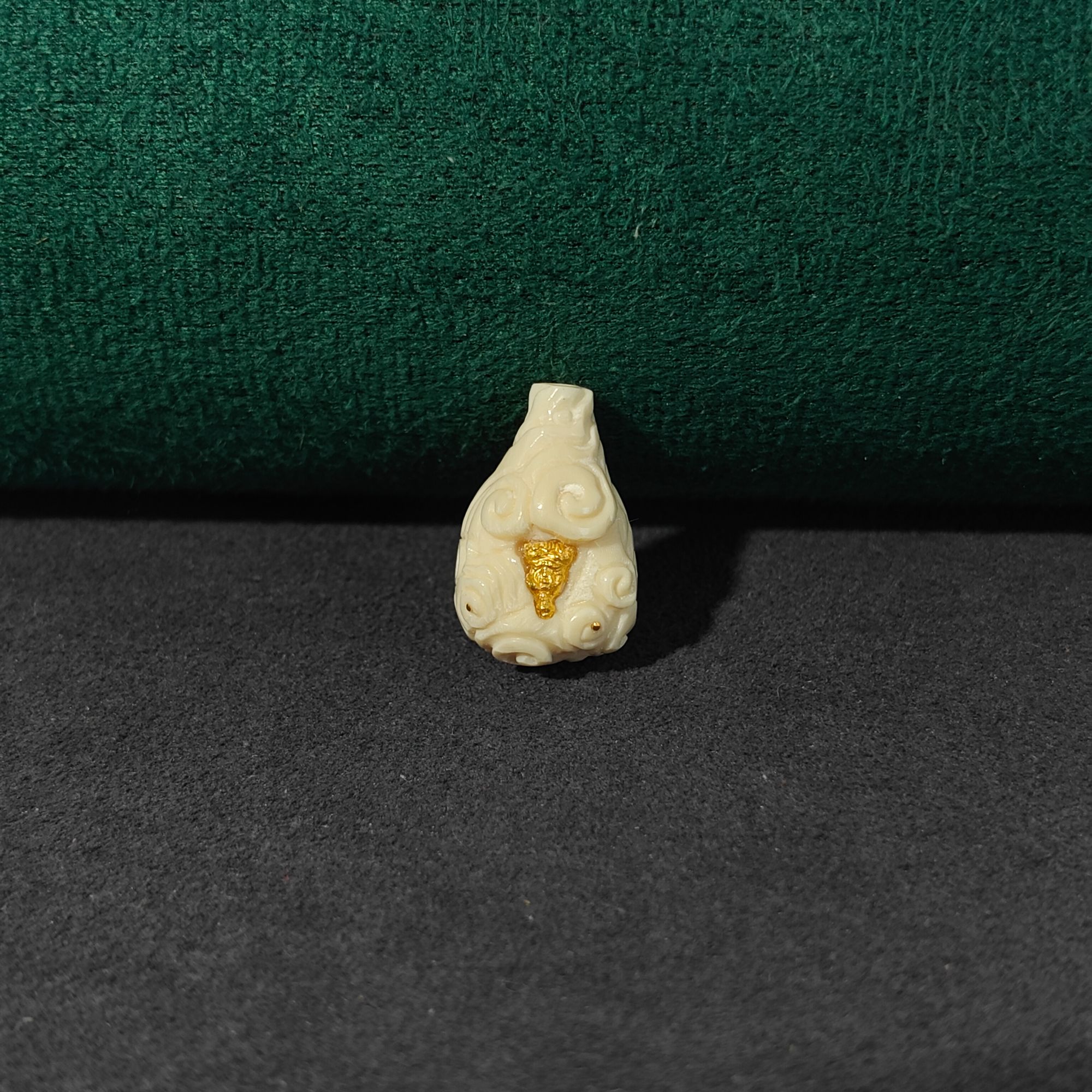 【百亿猛犸三通】严选 天然猛犸牙 24K 祥云佛 （12*18）文玩三通、DIY