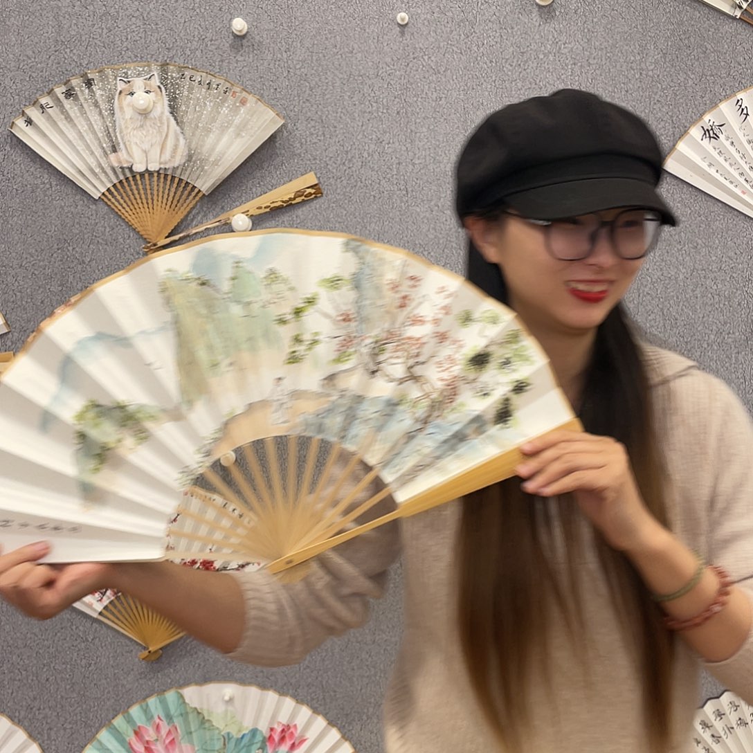 书法10寸玉竹-纯手绘-文玩扇骨（默认粘好）