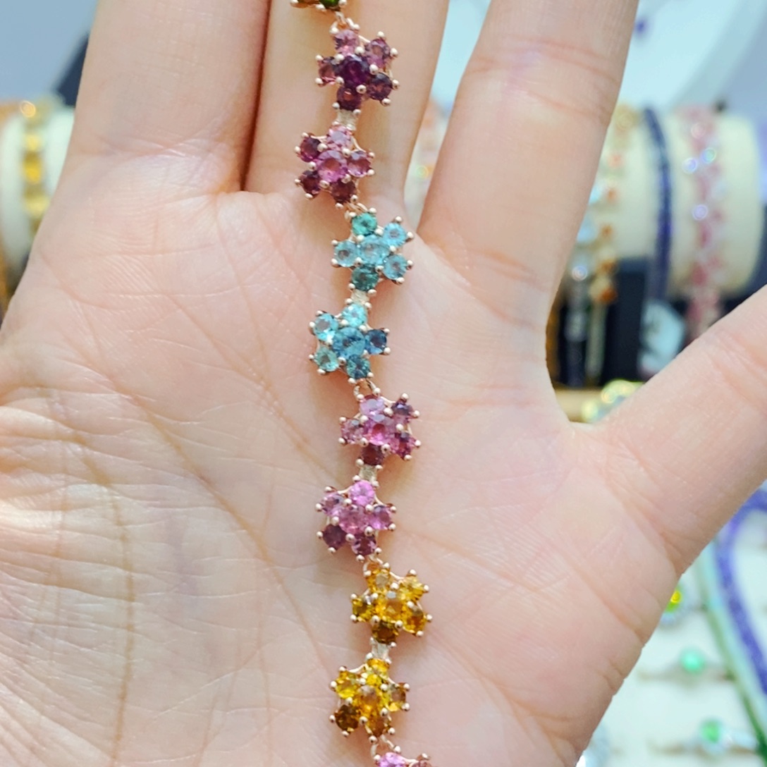 碧玺手链银S925镶嵌手链