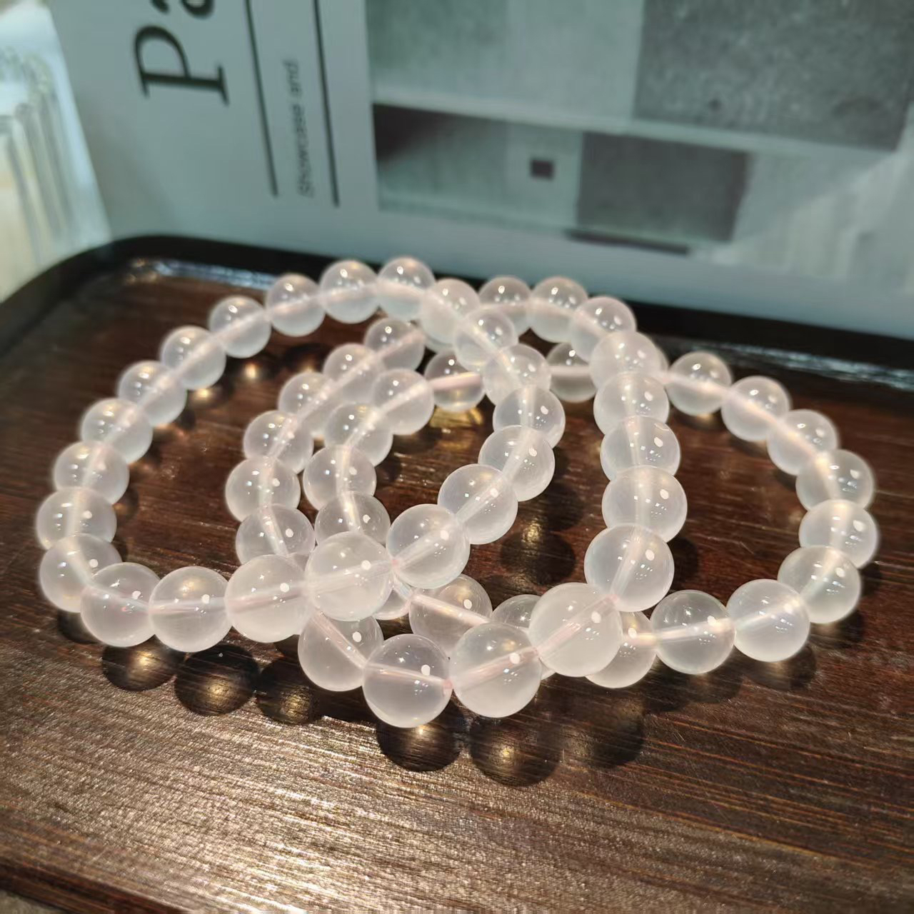 【书记甄选】天然粉水晶单圈手链 多样性发一件 约9mm 6666CK