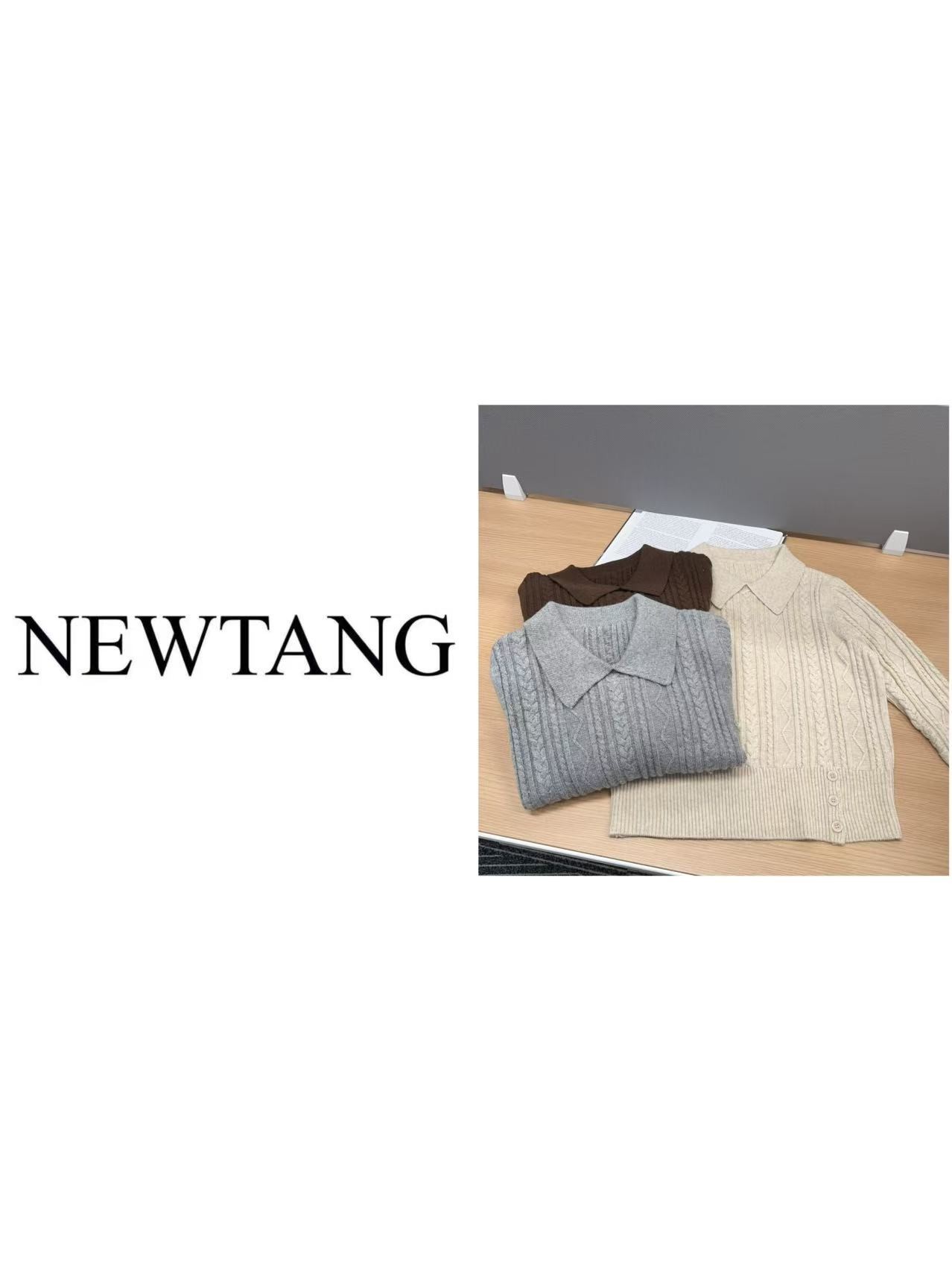 【朔溪】1122时尚气质显瘦翻领毛衣百搭针织慵懒上衣