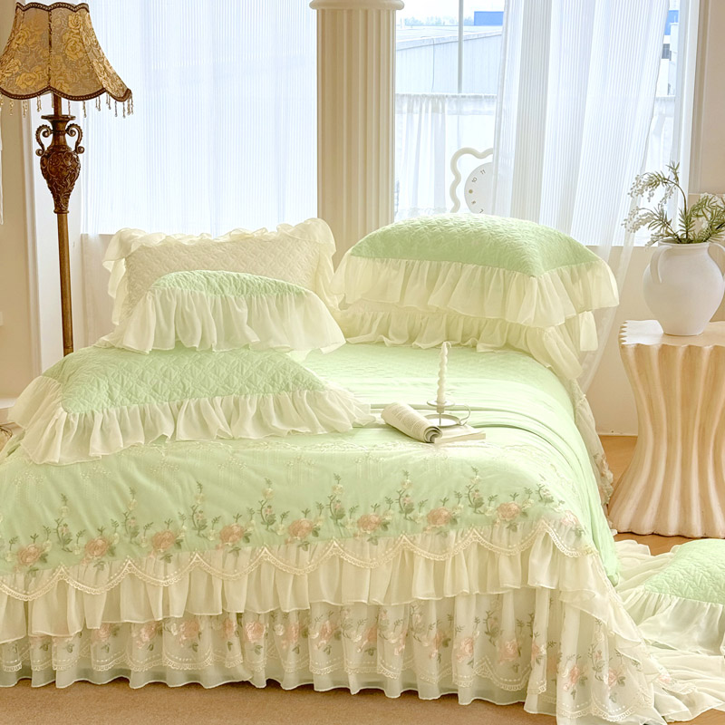 ■法式甜夏花园棉感亲肤被罩四件套，四季款床盖枕套被罩可机洗套件