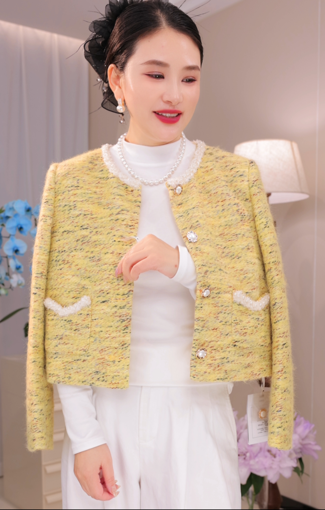 【CY】蜜绒星斑-秋季爆款法式气质感减龄设计师 澳毛小香风外套