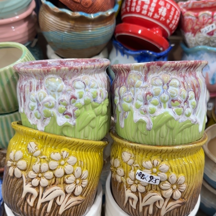 凑9块包邮，有孔，陶瓷花盆