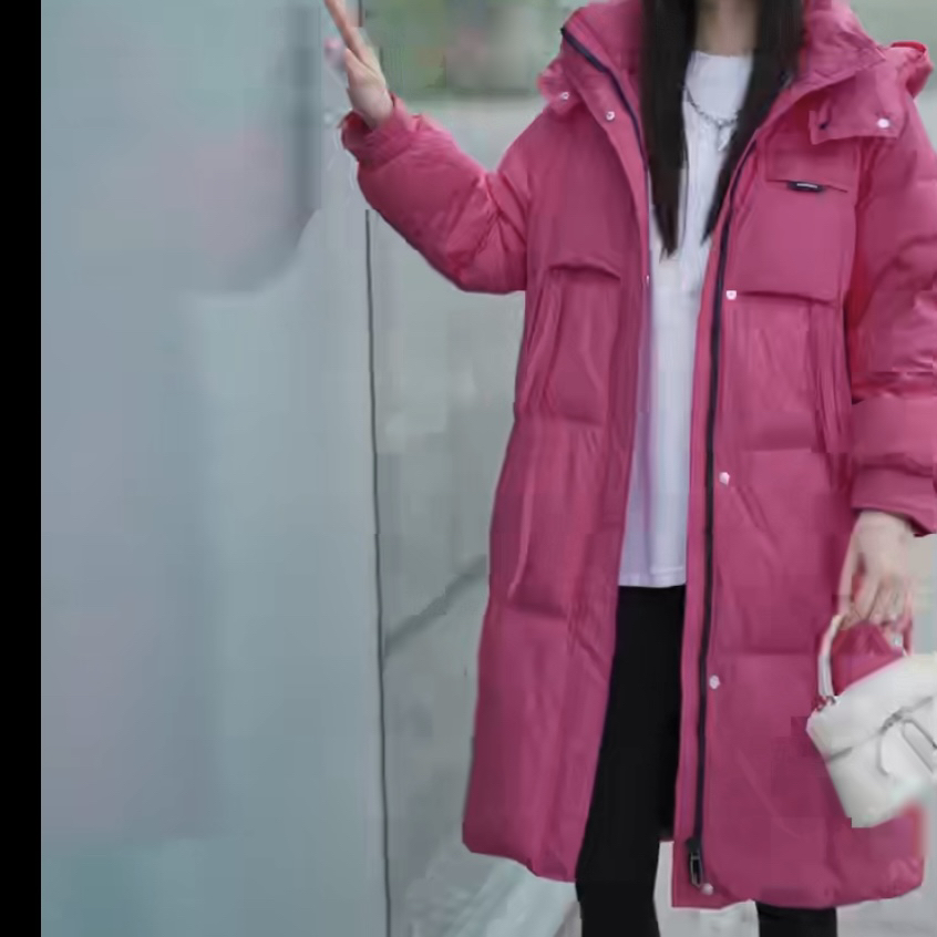 温柔家时尚加厚中长款自留国标羽绒服