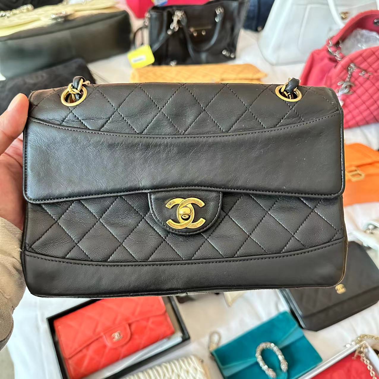 95新 Chanel/香奈儿 黑金翻盖woc/美美在包展