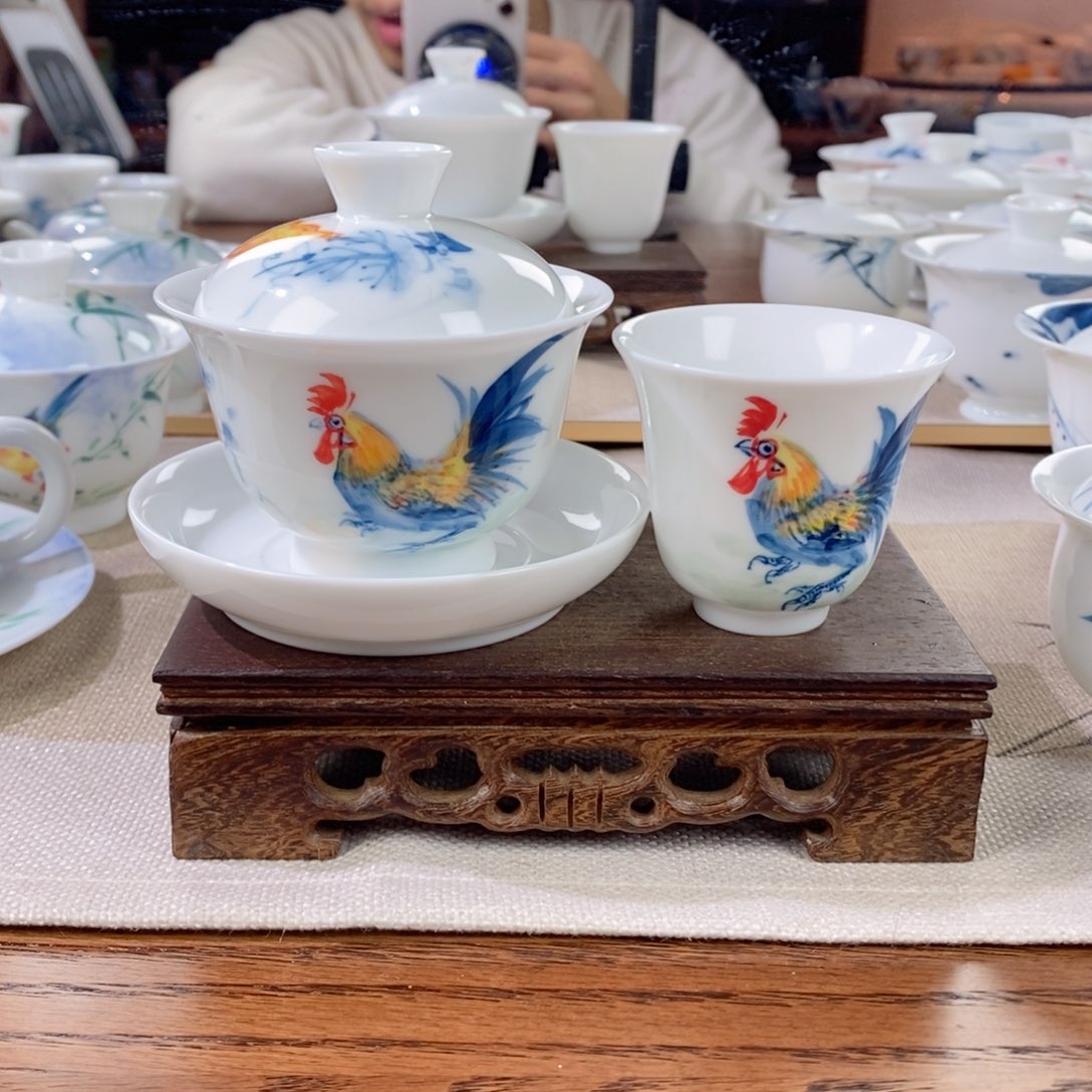 如意葫芦鸡盖碗三件套130cc