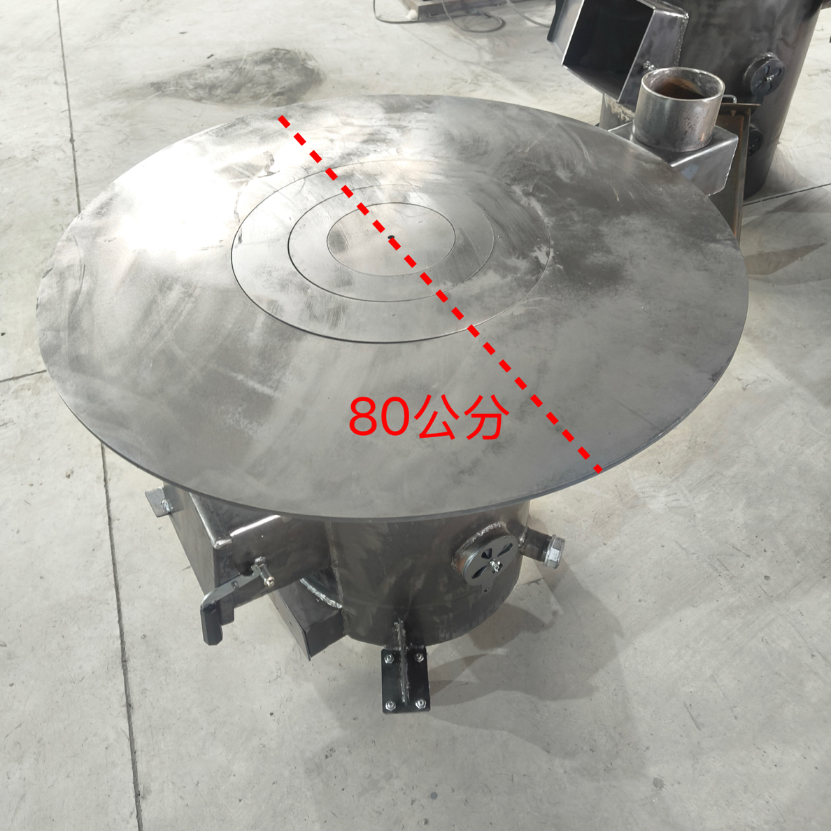 80公分圆面加重加厚无烟钢炮气化炉柴煤两用取暖做饭烤箱万向轮