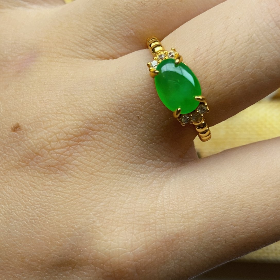 翡翠戒指银S925镶嵌0000