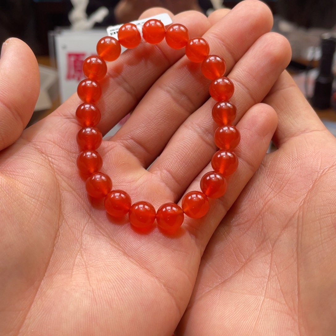 南红玛瑙河湾冰红单圈9mm未镶嵌绵*姐241219-9