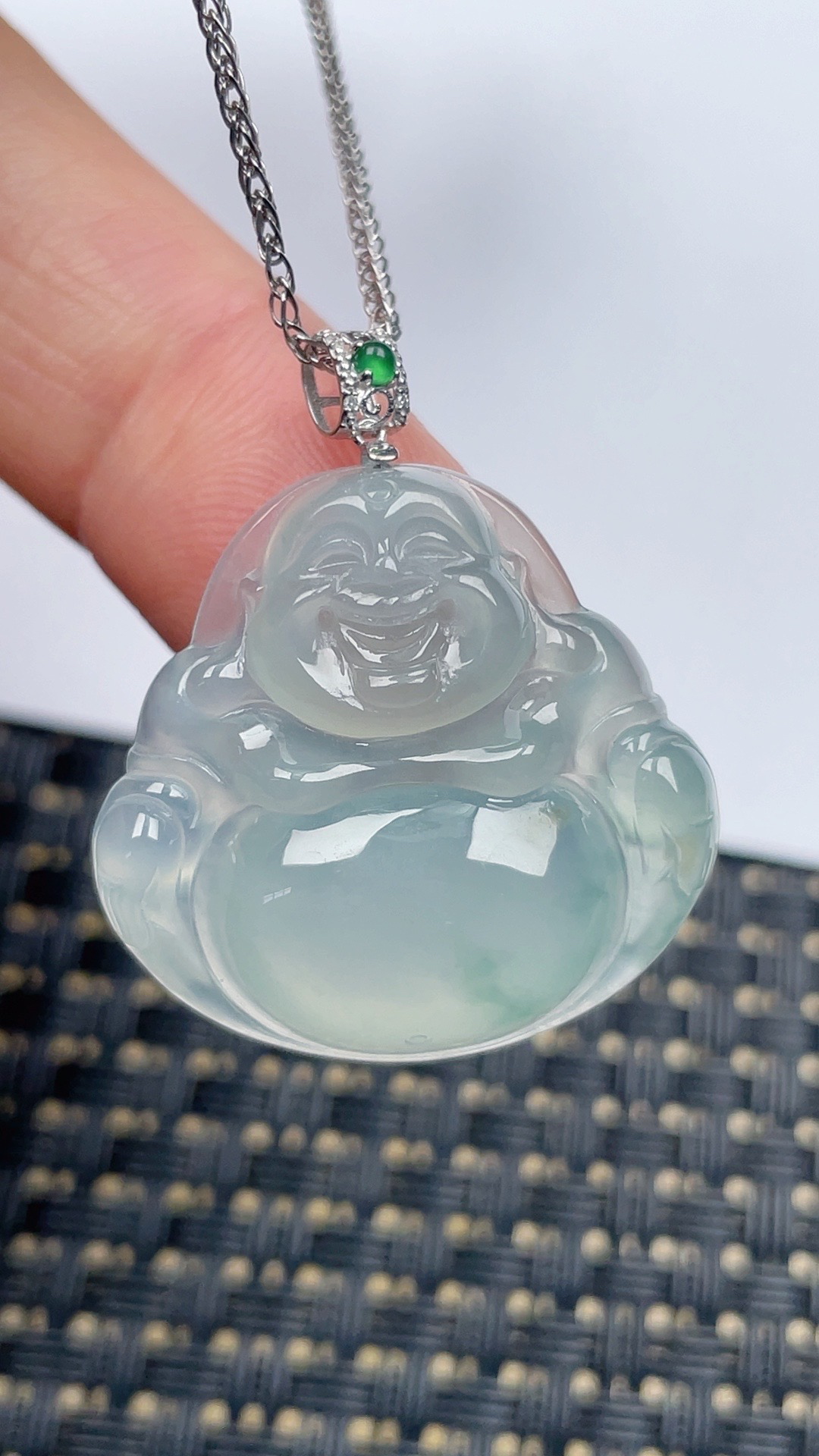 缅甸天然翡翠A货冰飘花佛公吊坠尺寸26.4-27.7-6.1