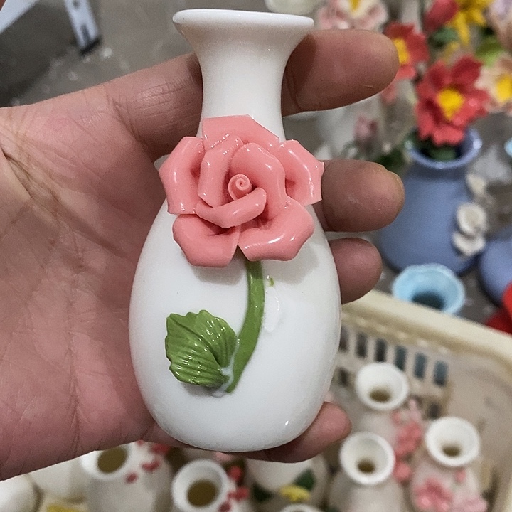 瓷片纯手工陶瓷花摆件瑕