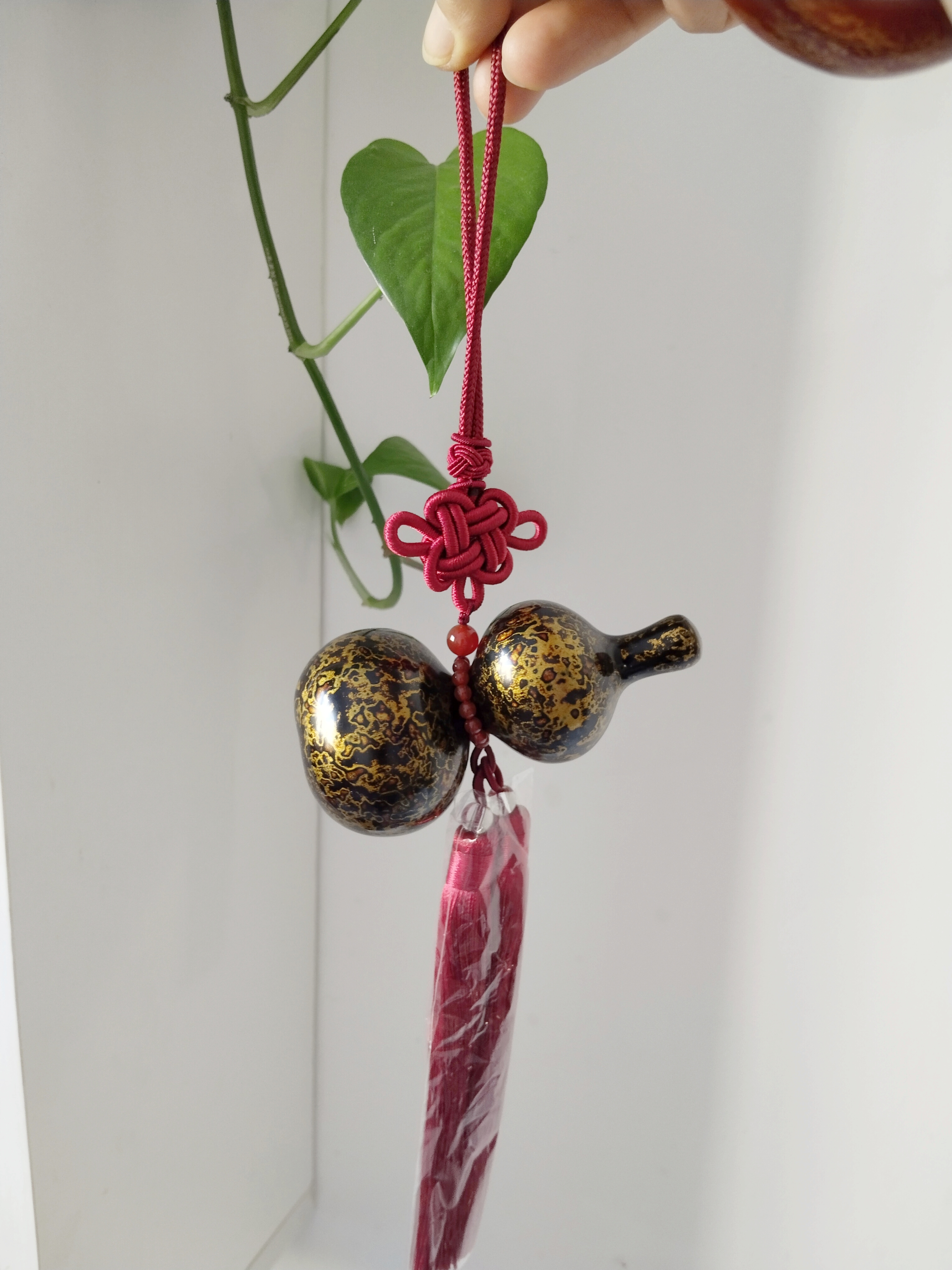 精品天然大漆犀皮葫芦，纯手工制作，实物拍摄，颜色独特，适合挂件。