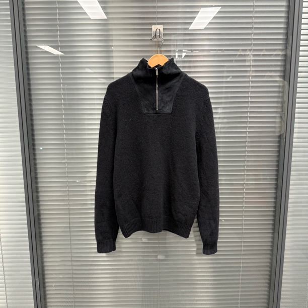 99新 Hermes/爱马仕 经典黑色立领针织毛衣 m码  #9925