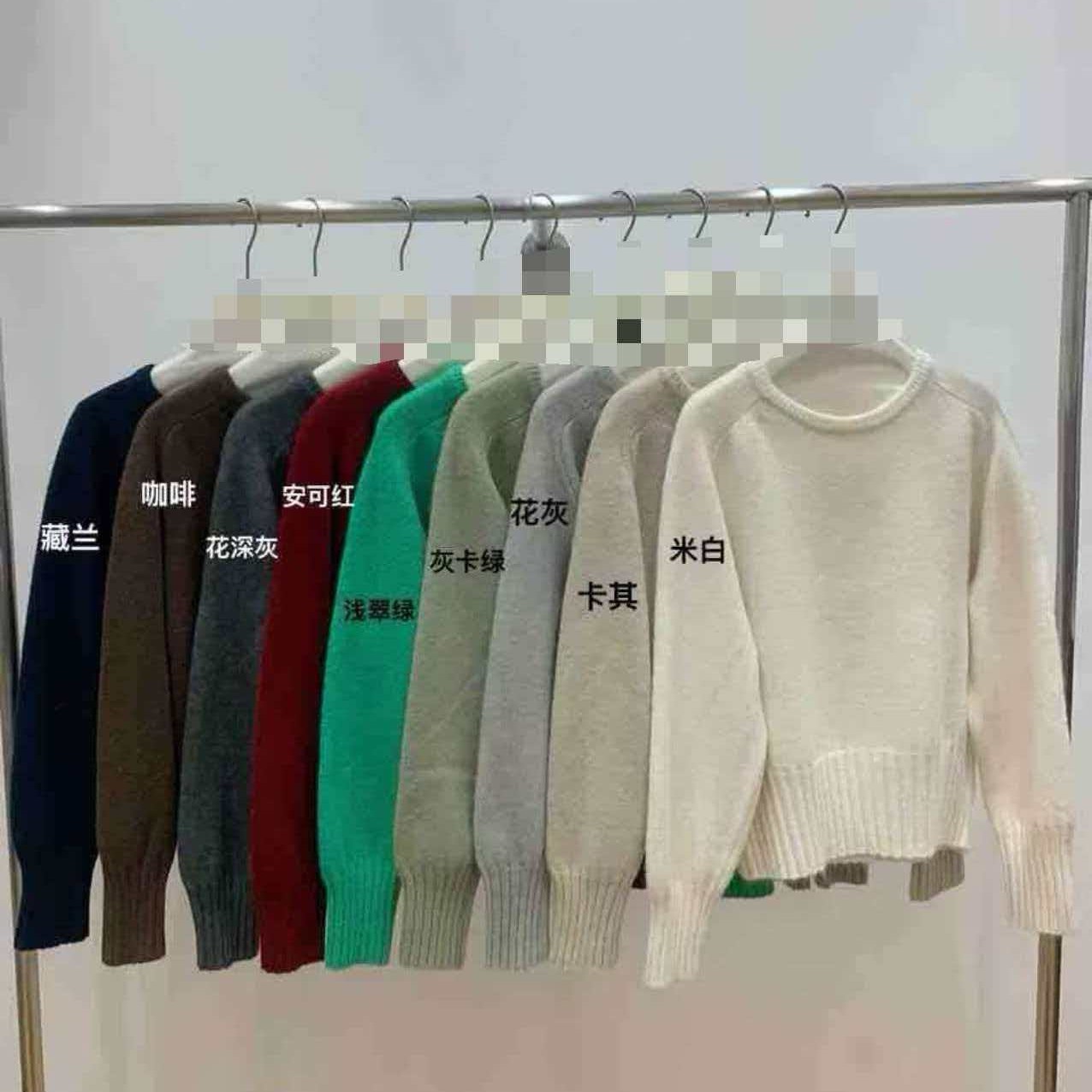 【鞋爱】8861圆领纯色一体加厚宽松慵懒风针织衫女装秋冬