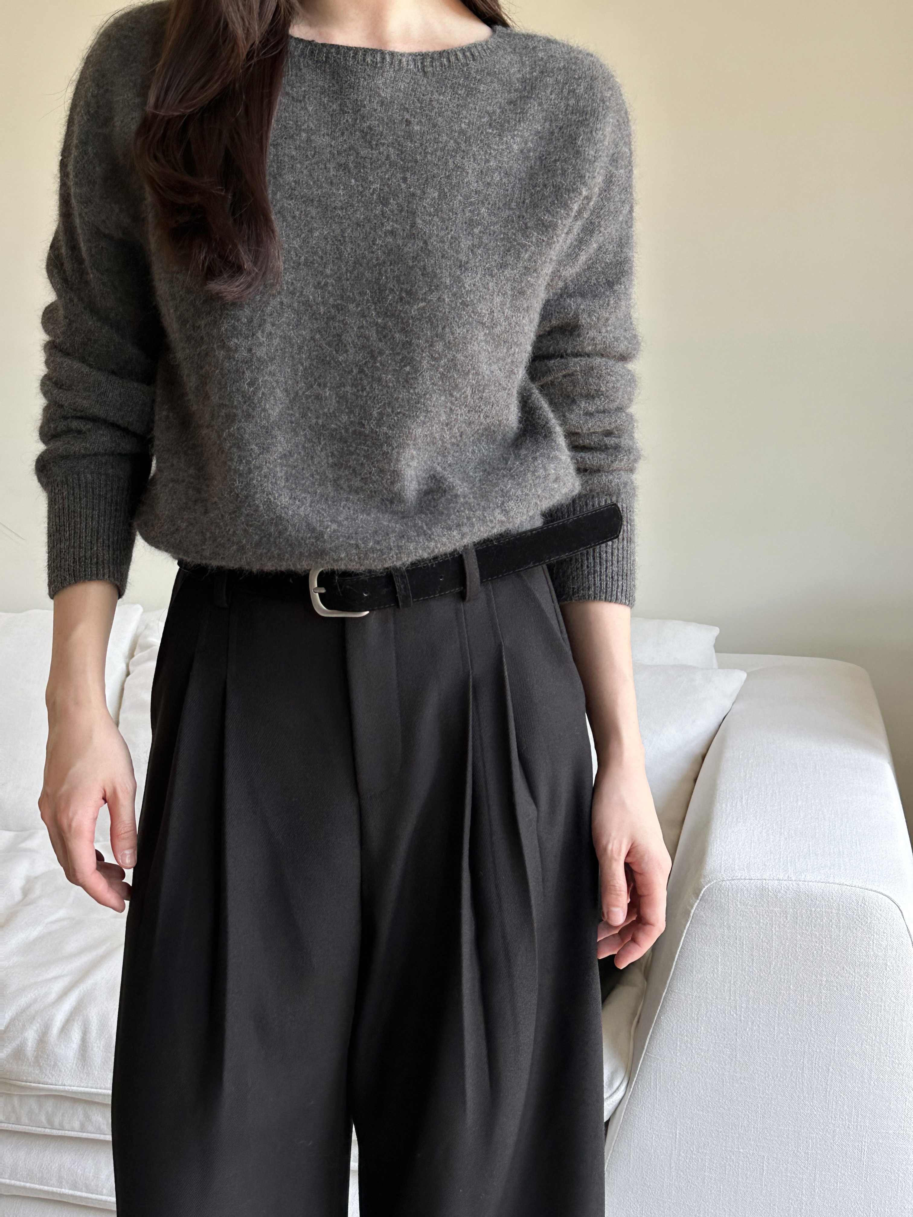 【素简】秋冬全新品质薄款一字领女羊毛衫软糯亲肤宽松套头02711