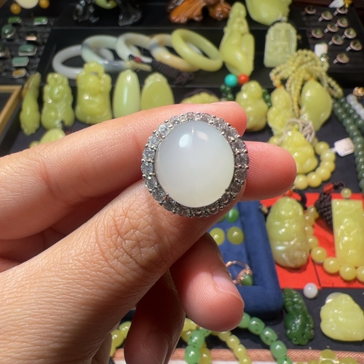 和田玉颈饰银S925镶嵌