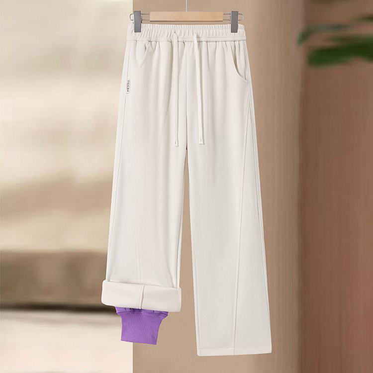 【静静家】100棉花内胆弯刀裤女冬季宽松显瘦磨毛高腰外穿棉裤