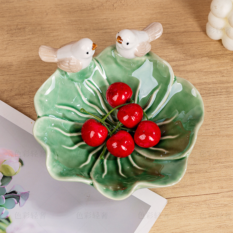 L759 清新简约风下午茶小鸟花瓣点心盘坚果盘珠宝首饰收纳盘