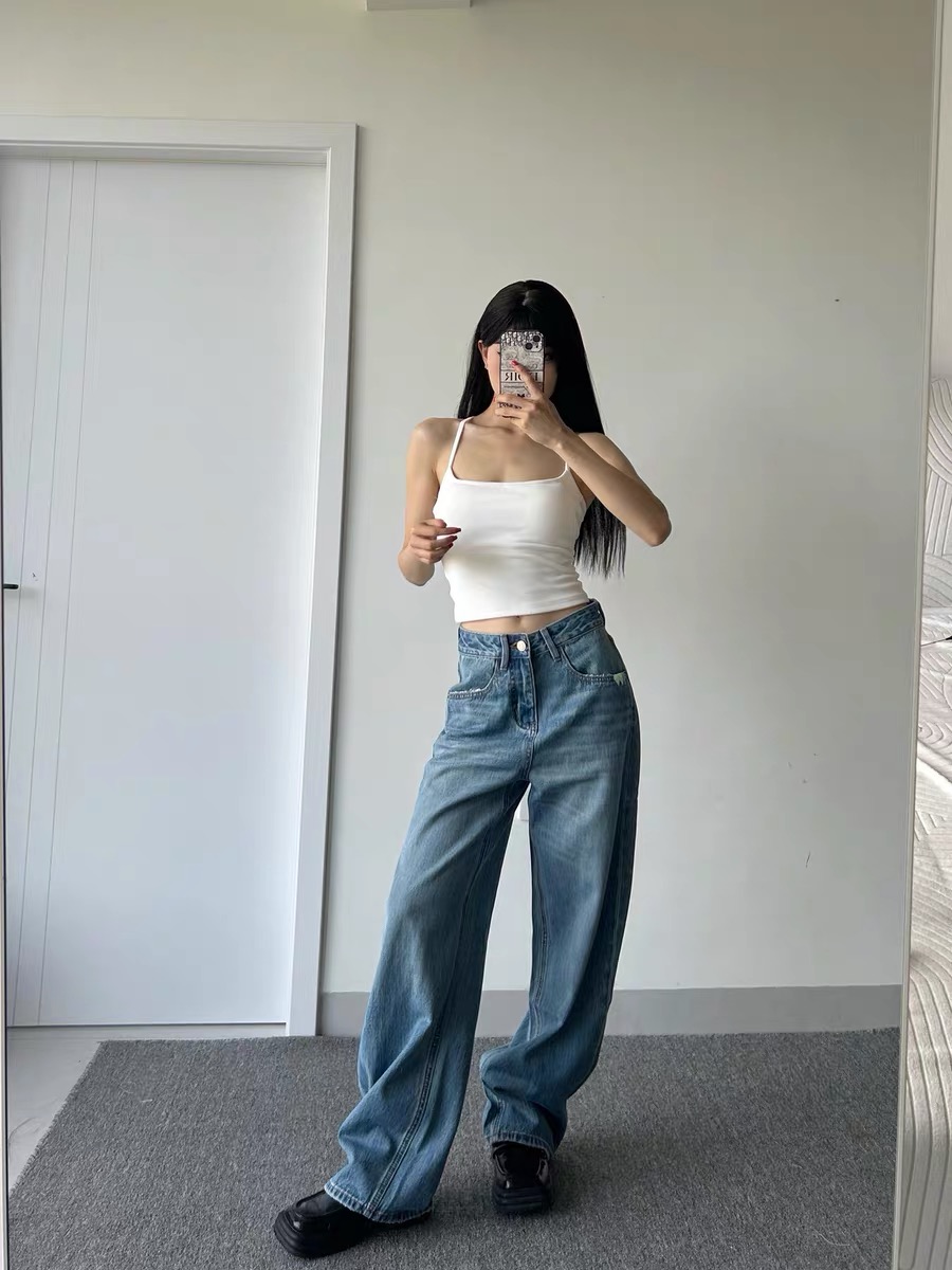 【多多】品牌专柜孤品404-504女装牛仔裤高腰百搭时尚显瘦直筒