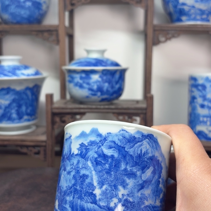 艾***生陶摆件秋山萧寺图主人容天
