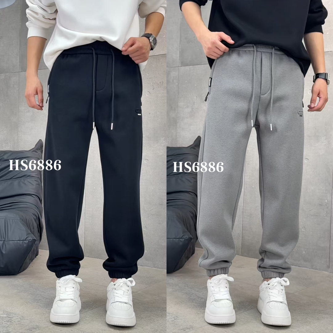 HS6886#【加绒加厚】男士冬季高品质潮流时尚百搭宽松束脚休闲裤