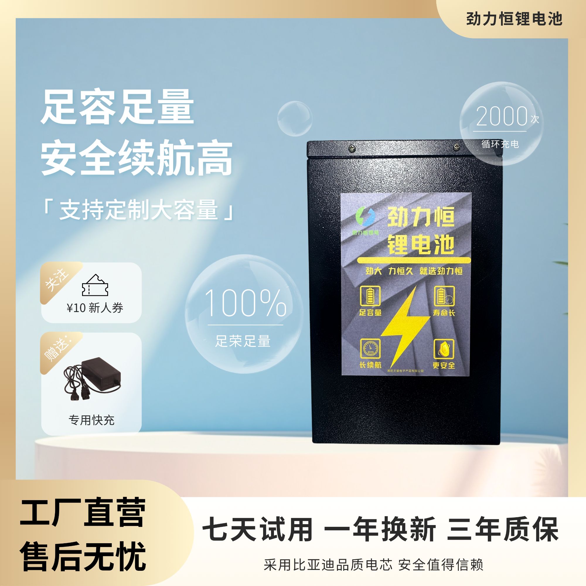 劲力恒磷酸铁锂电池48V电动车大容量锂电池48伏