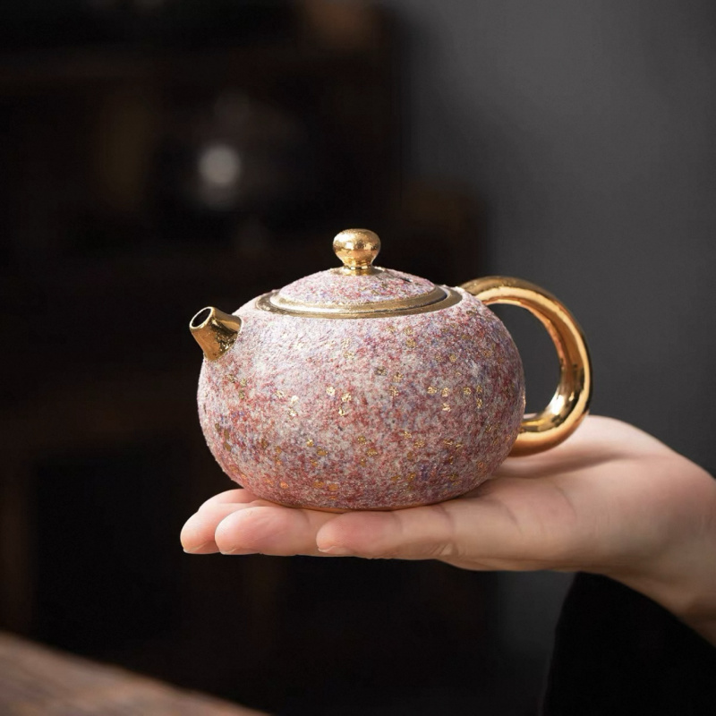 （上古龙窑）纯手工描金七彩岩矿西施壶       家用高档送礼日式侘
