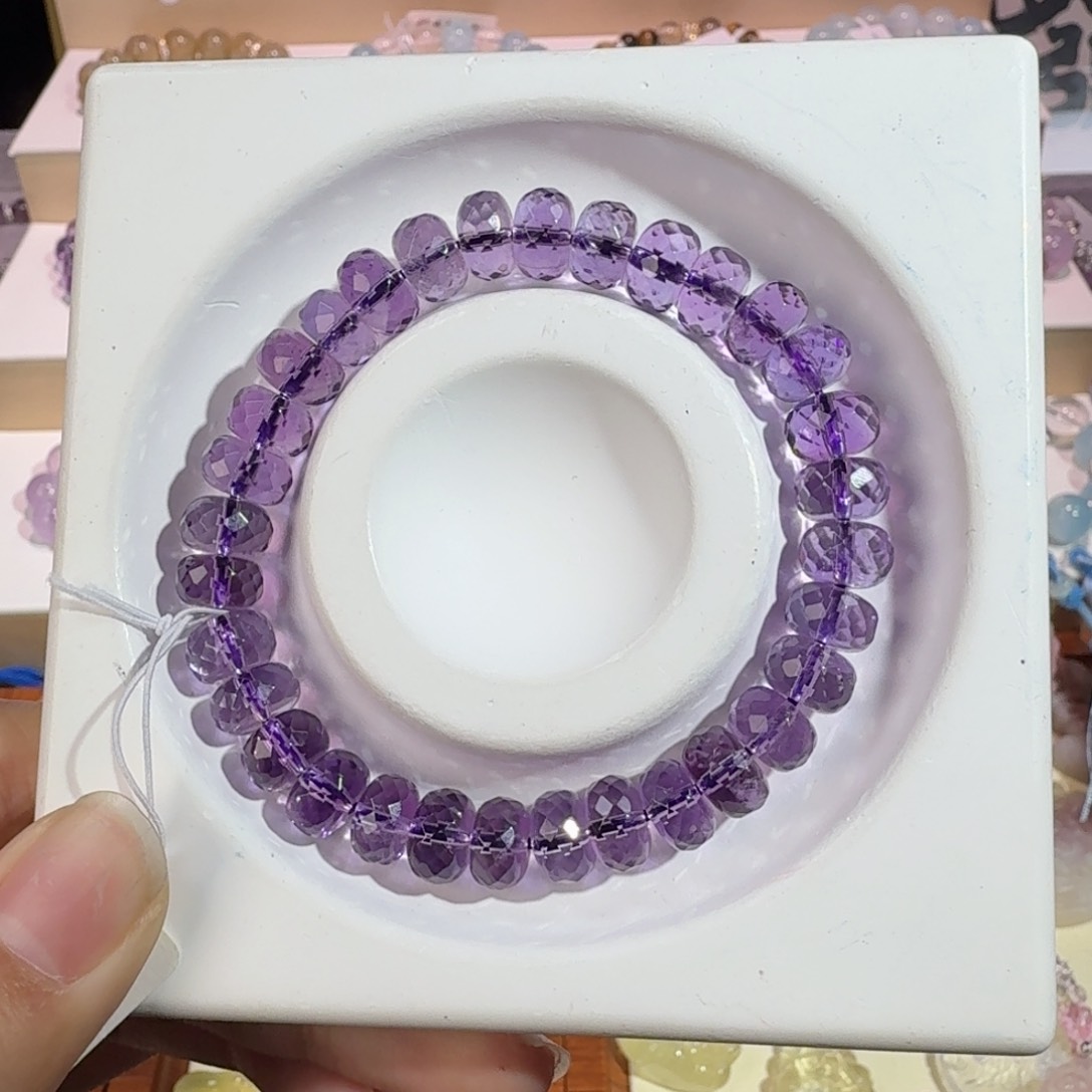 水晶手串未镶嵌切面紫水
