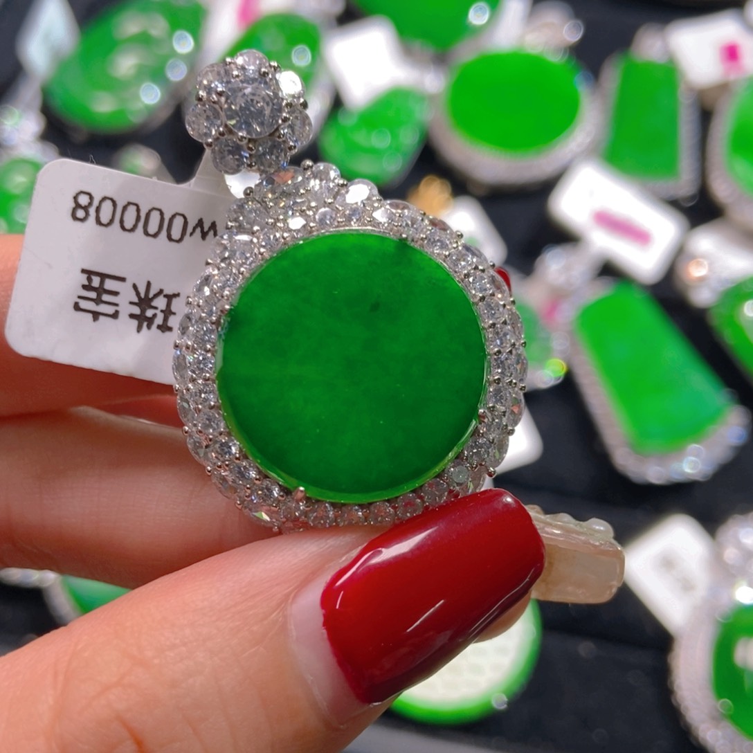 翡翠吊坠(不含链)银S925镶嵌