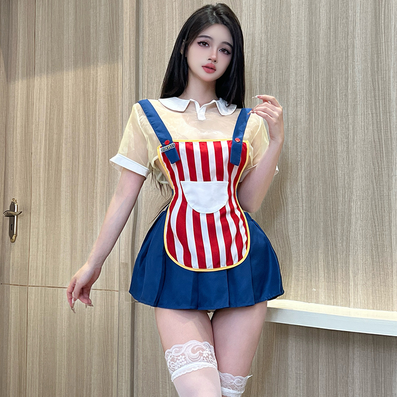 休闲时尚简约风裙子拼色制服诱惑内衣套装2461
