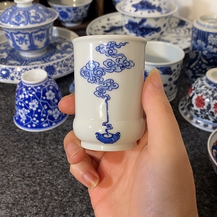 瓷【至坤承器】祥云闻香杯