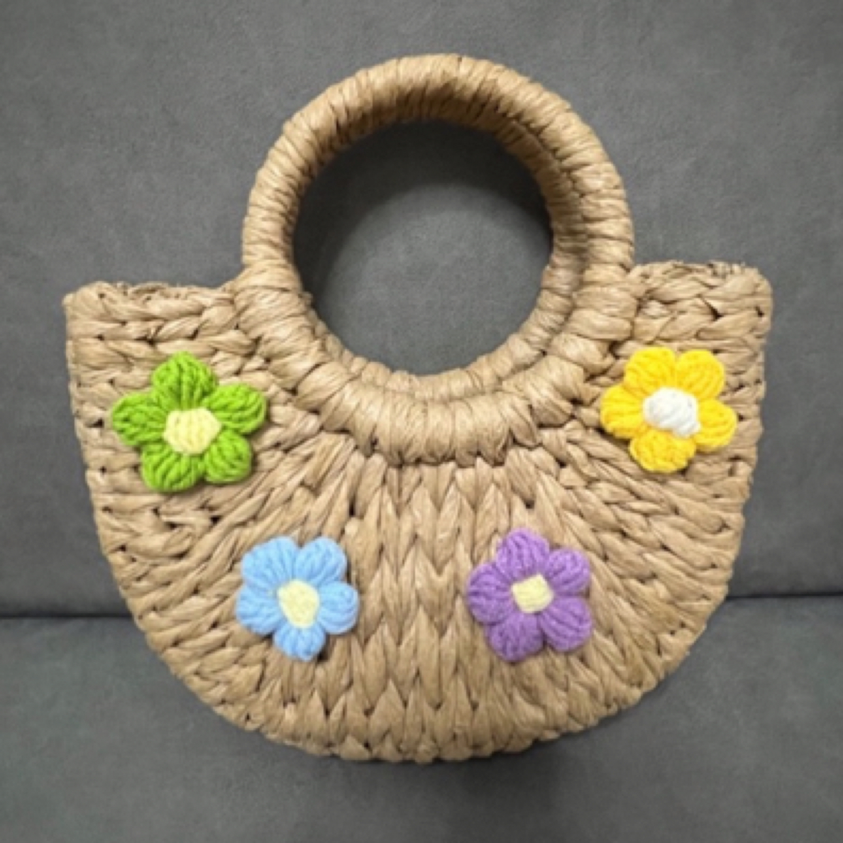 王可爱家手工百搭甜美编制时尚手拿包沙滩草编包