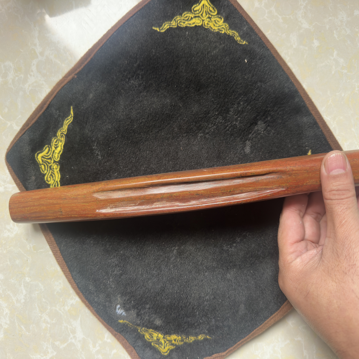 圣地红砭石刮痧擀筋棒家用按推拨筋工具砭法疏通工具