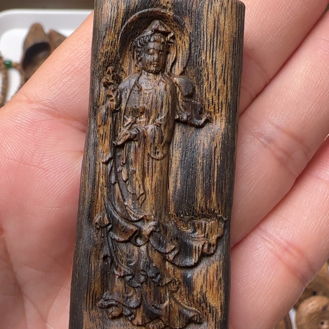 沉香枕沉香无事雕刻牌