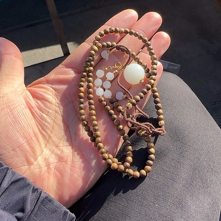 和田玉18K金镶嵌颈饰俄料