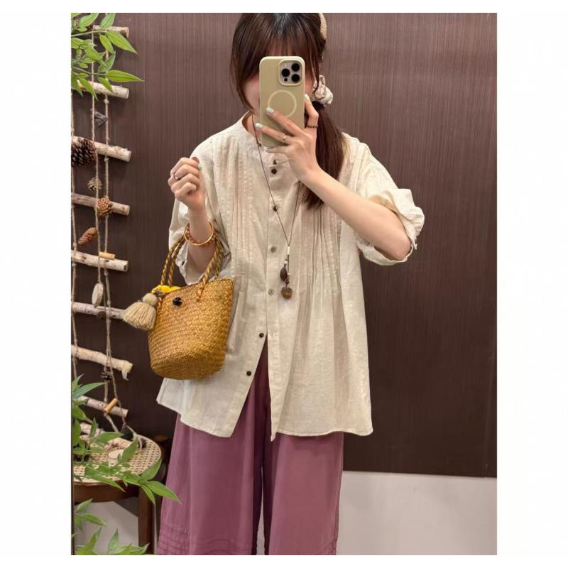 027 女士 衬衫上衣 设计感褶皱