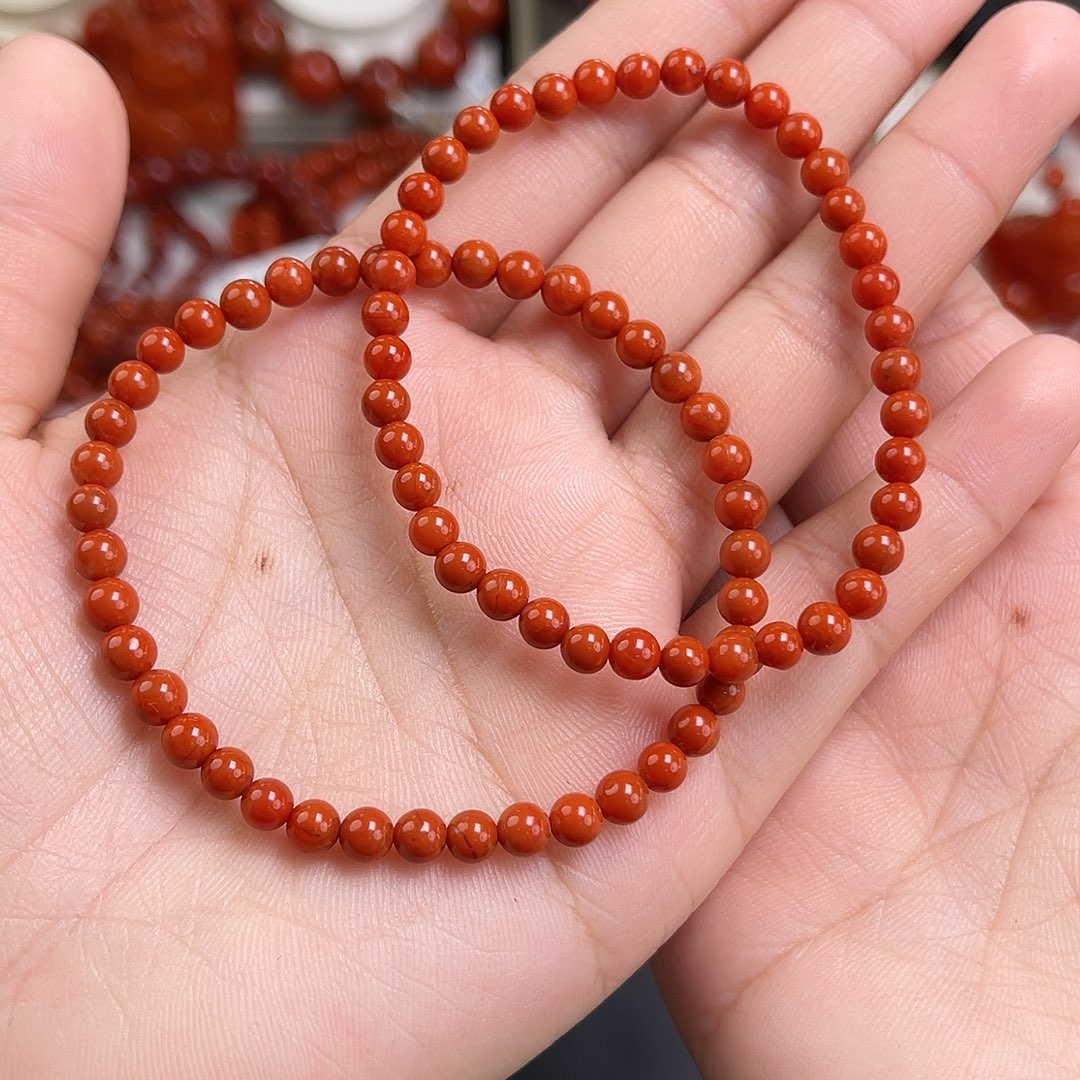 南红玛瑙未镶嵌手链瓦西柿子红单圈4（多样式发其一）