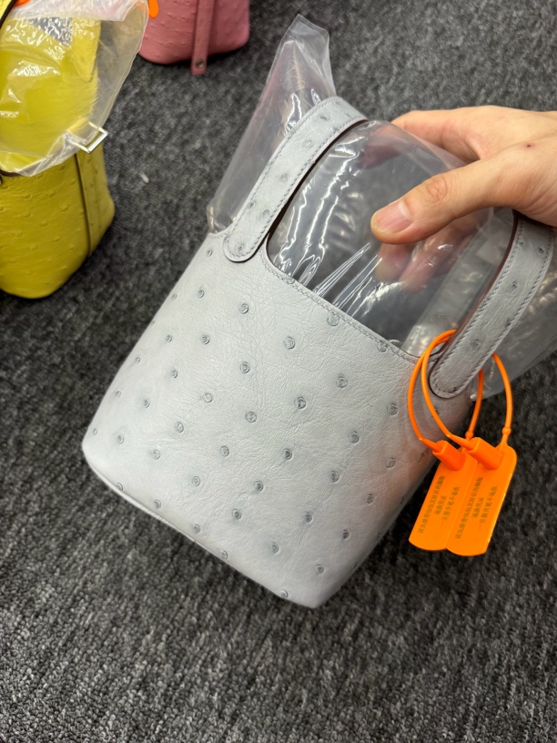 14cm鸵鸟皮女士包包全手缝包包