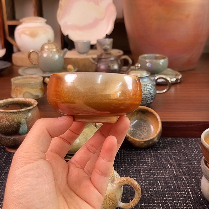 柴烧中白泥普洱杯