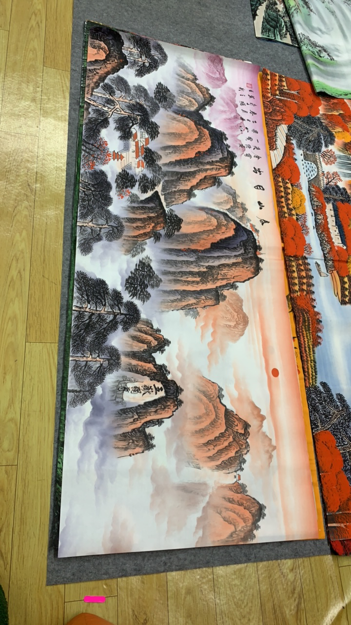 泰山日出画芯尺寸：180cm*70cm山水画客厅办公室挂画