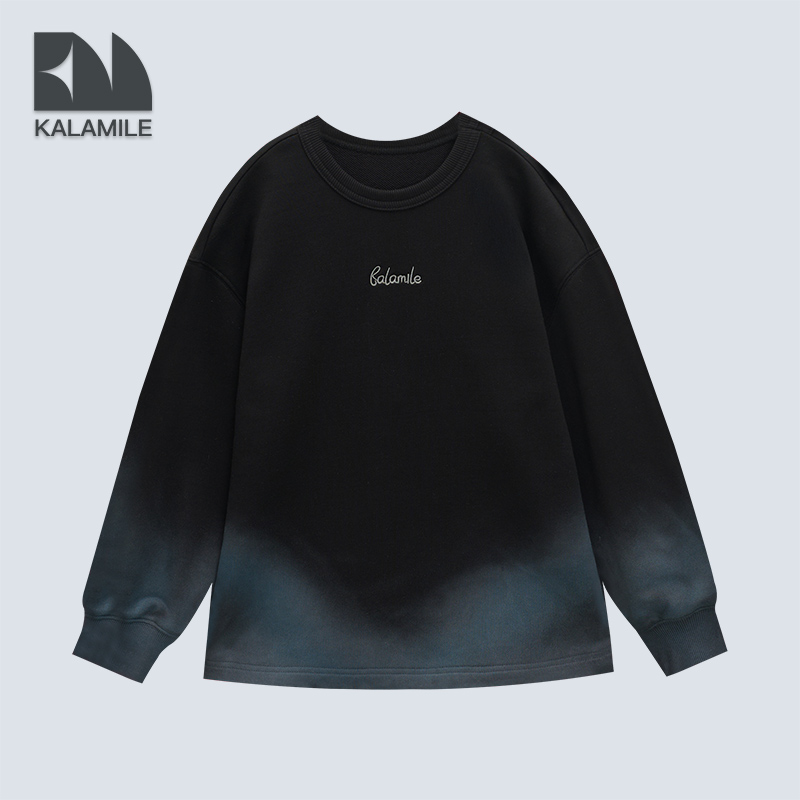 KALAM1LE【蓝色多瑙河】儿童亲子早春休闲扎染渐变涂鸦T恤衫2703