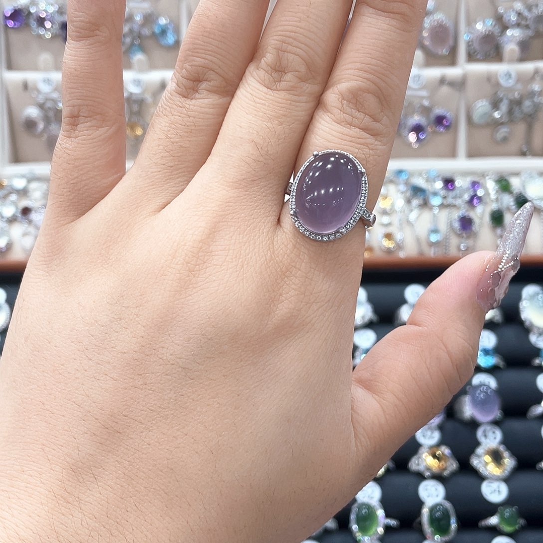 寒***雪银S925镶嵌萤石戒指