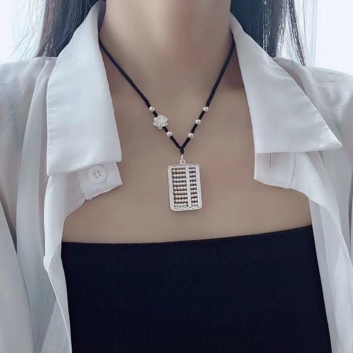 吊坠足银 一本万利足银项链毛衣链