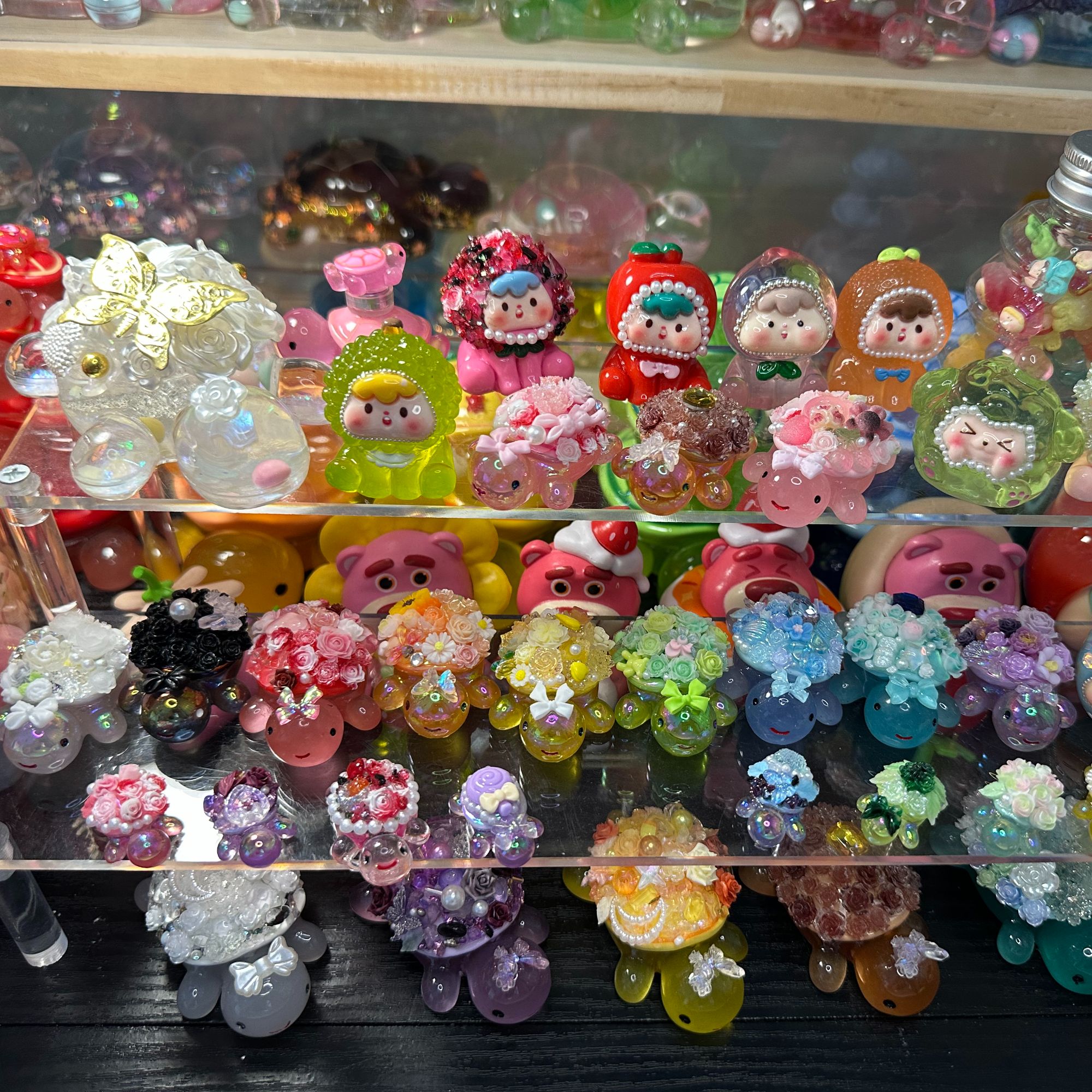 DIY自粘花龟4.8厘米树脂夜光可爱乌龟饰品车载摆件钥匙扣电镀