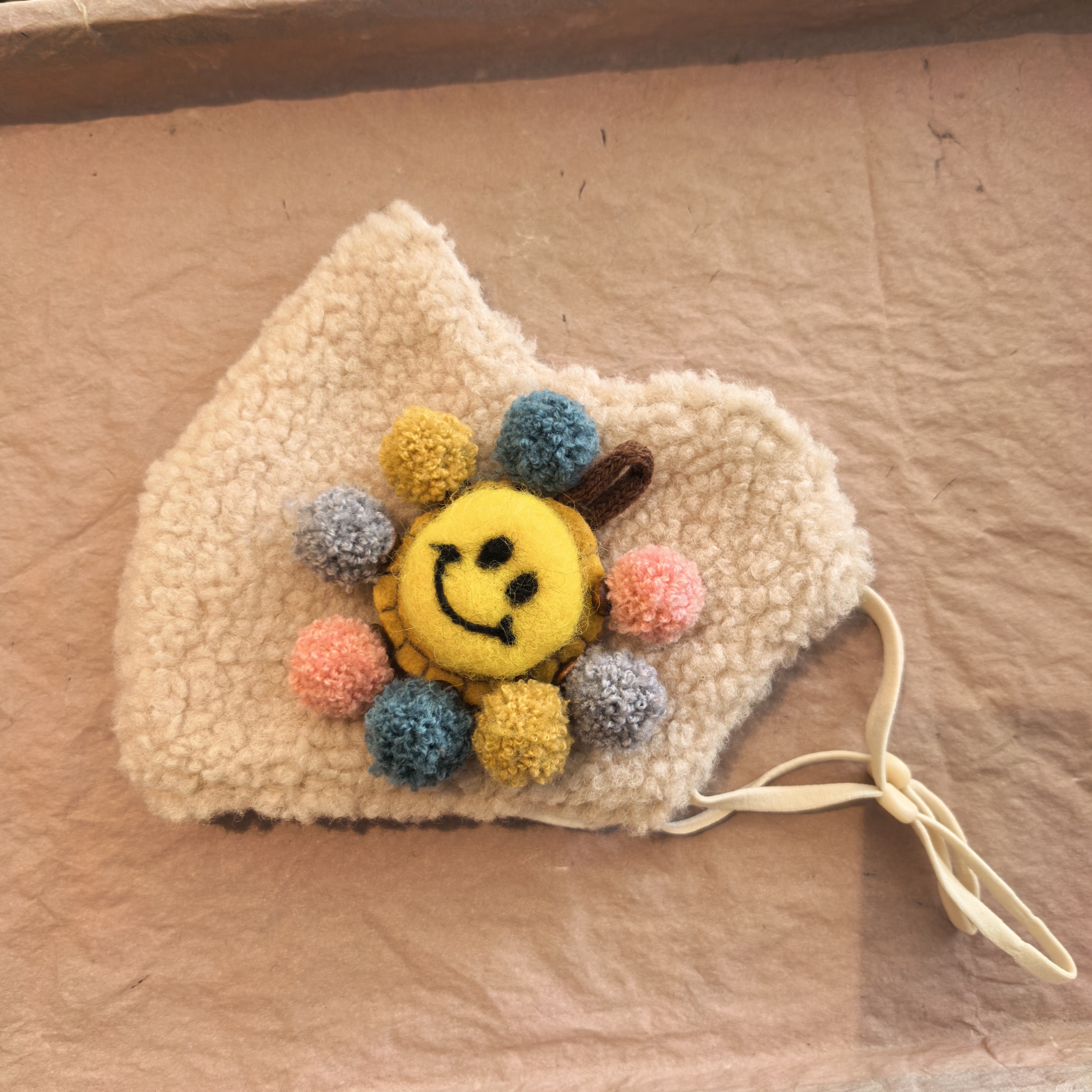 E836彩色毛球太阳花笑脸口口-发夹